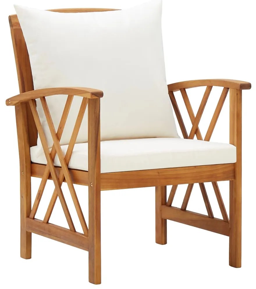 4 pcs conj. lounge jardim c/ almofadões madeira acácia maciça