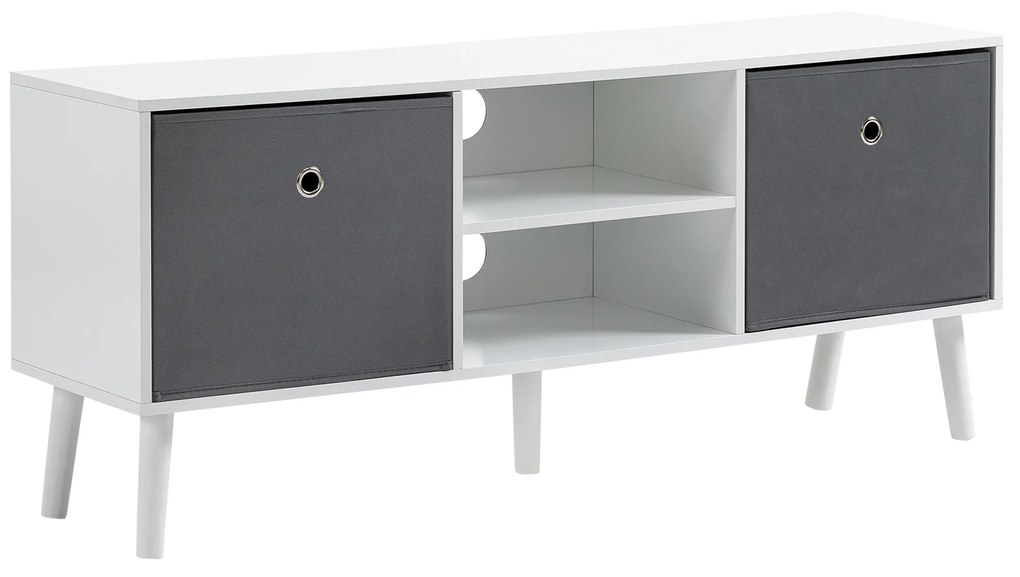 HOMCOM Móvel TV Televisores até 50 Polegadas Sala Estar Moderno Design Funcional 110x29x465cm Branco Cinza | Aosom Portugal