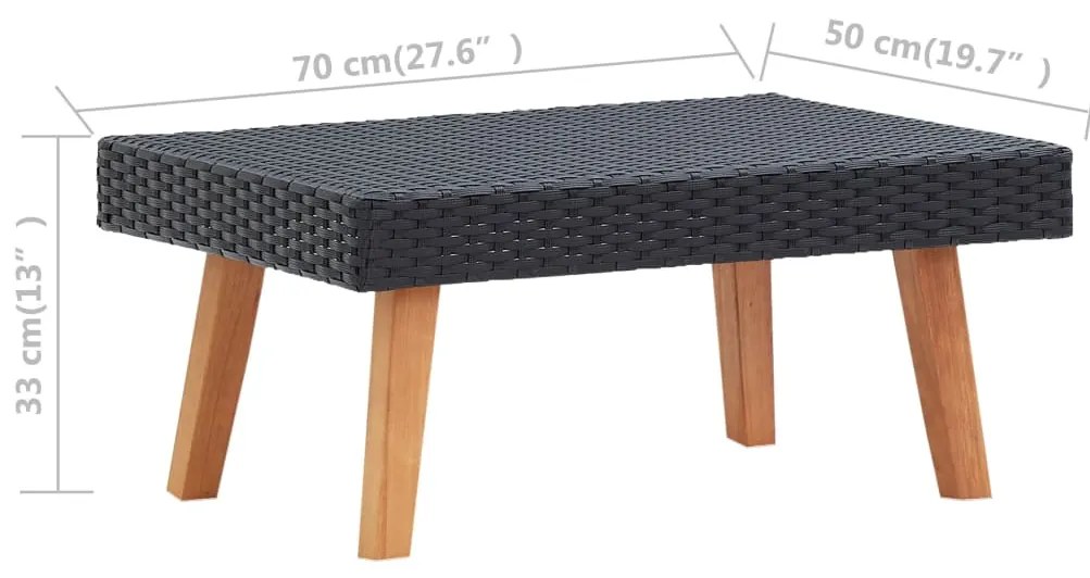 2 pcs conjunto lounge de jardim c/ almofadões vime PE preto