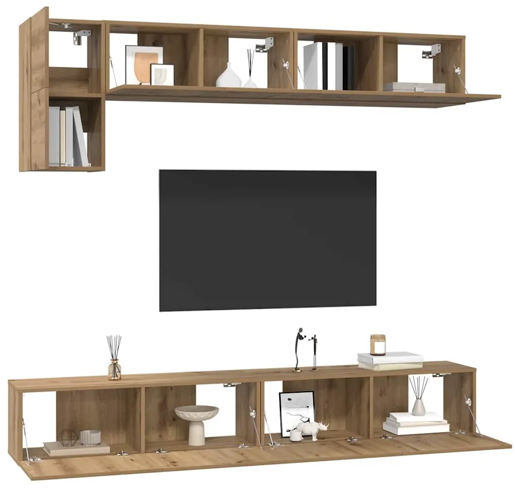 Conjunto de móvel de TV 5 pcs carvalho artisiano Médio 100 cm
