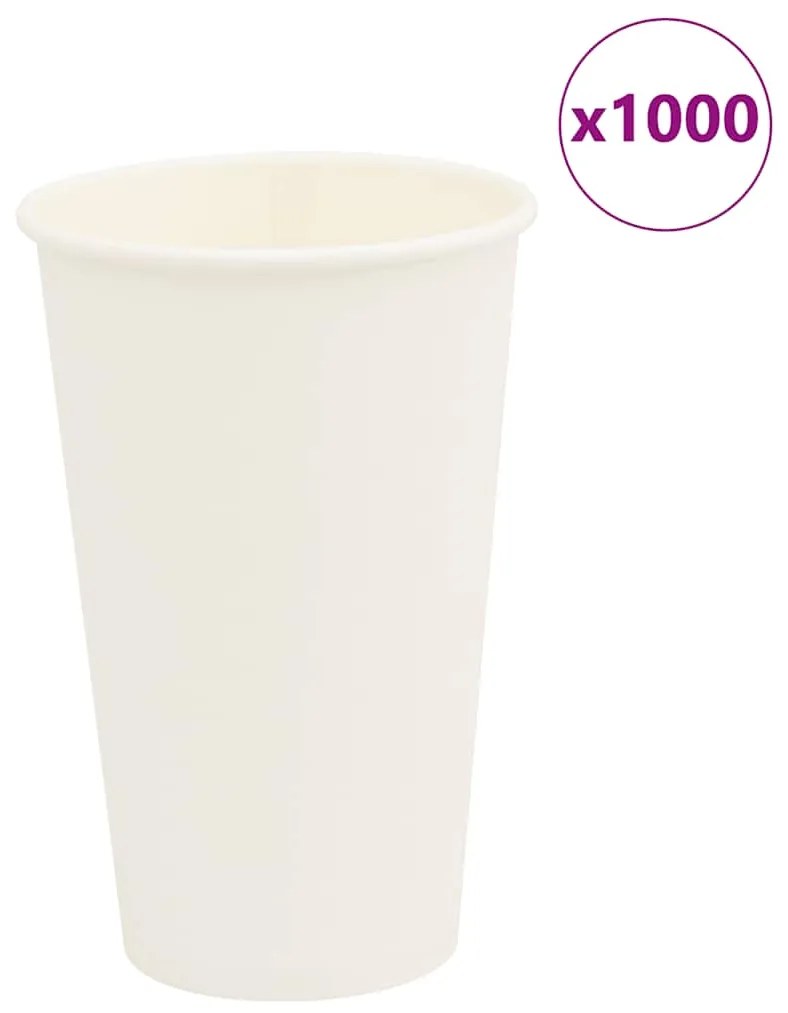 vidaXL Copos de café de papel 1000 pcs 16oz 400ml branco
