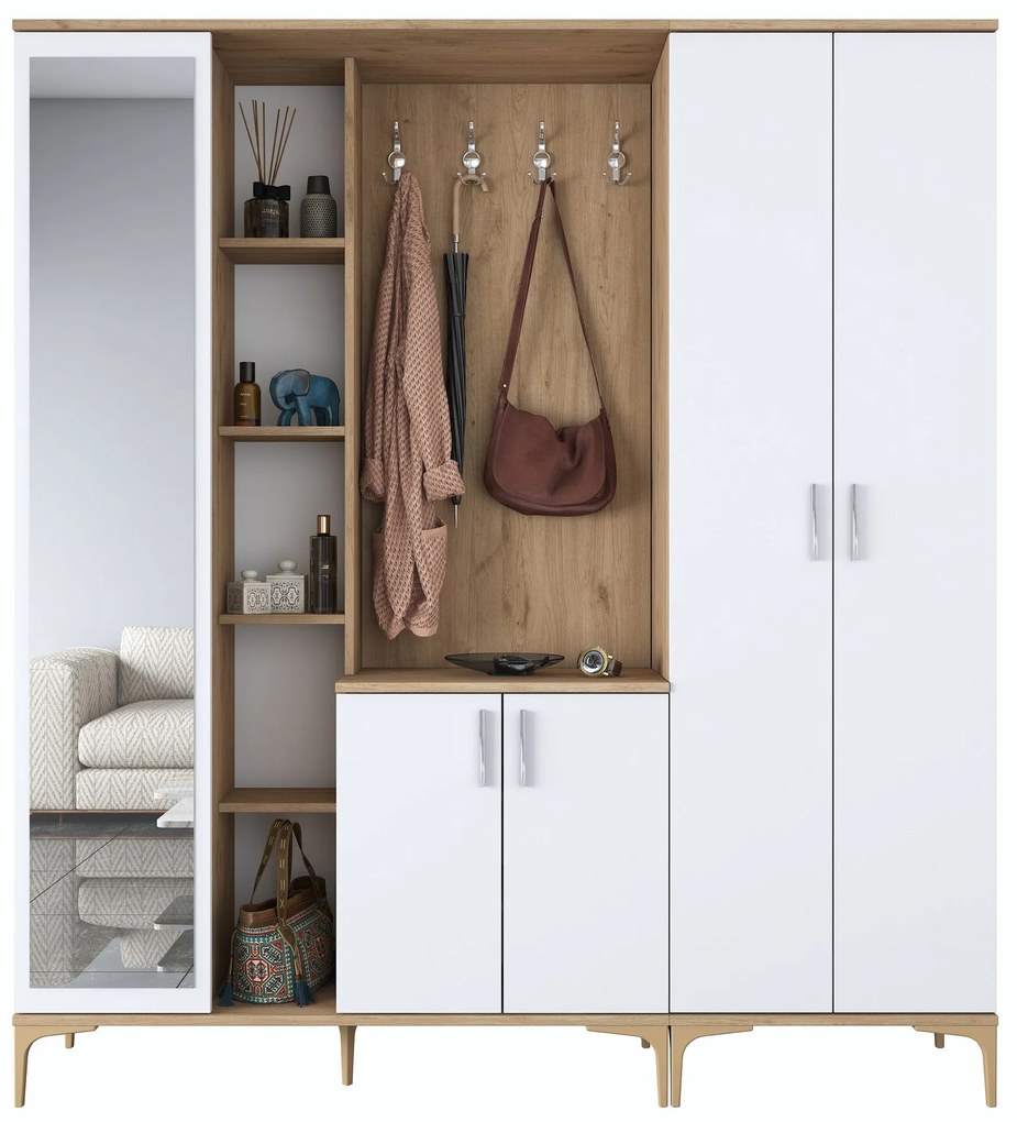 Hall Stand EA131 – Nogueira Branco – 180x198,6x37,5 cm
