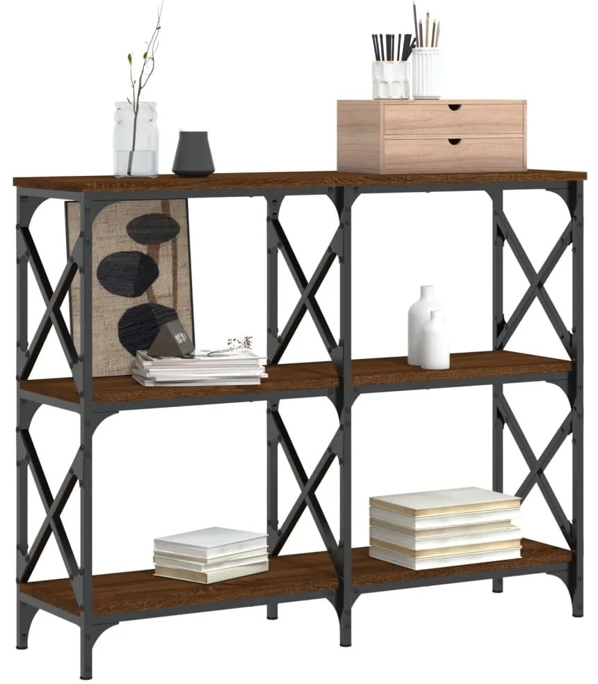 Mesa consola 100x28x80,5 cm derivados madeira carvalho castanho