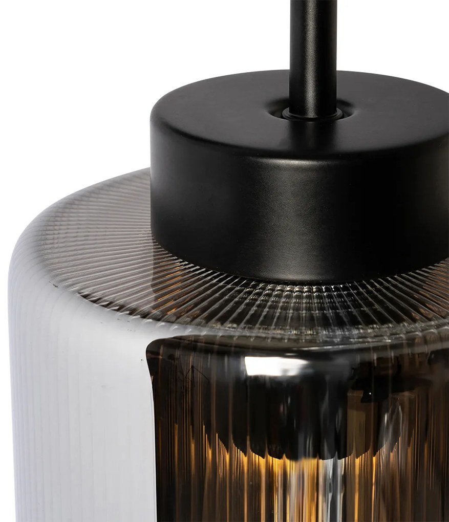 Candeeiro de parede inteligente preto com vidro fumado incluindo WiFi ST64 - Laura