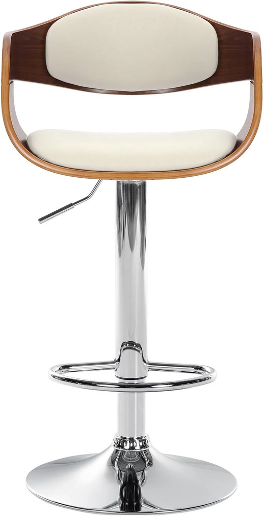 Banco de bar Kingston em couro sintético 50 x 88-102 x 48 cm Nogueira + Branco