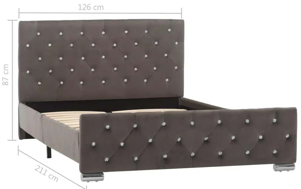 Estrutura de cama 120x200 cm tecido cinzento