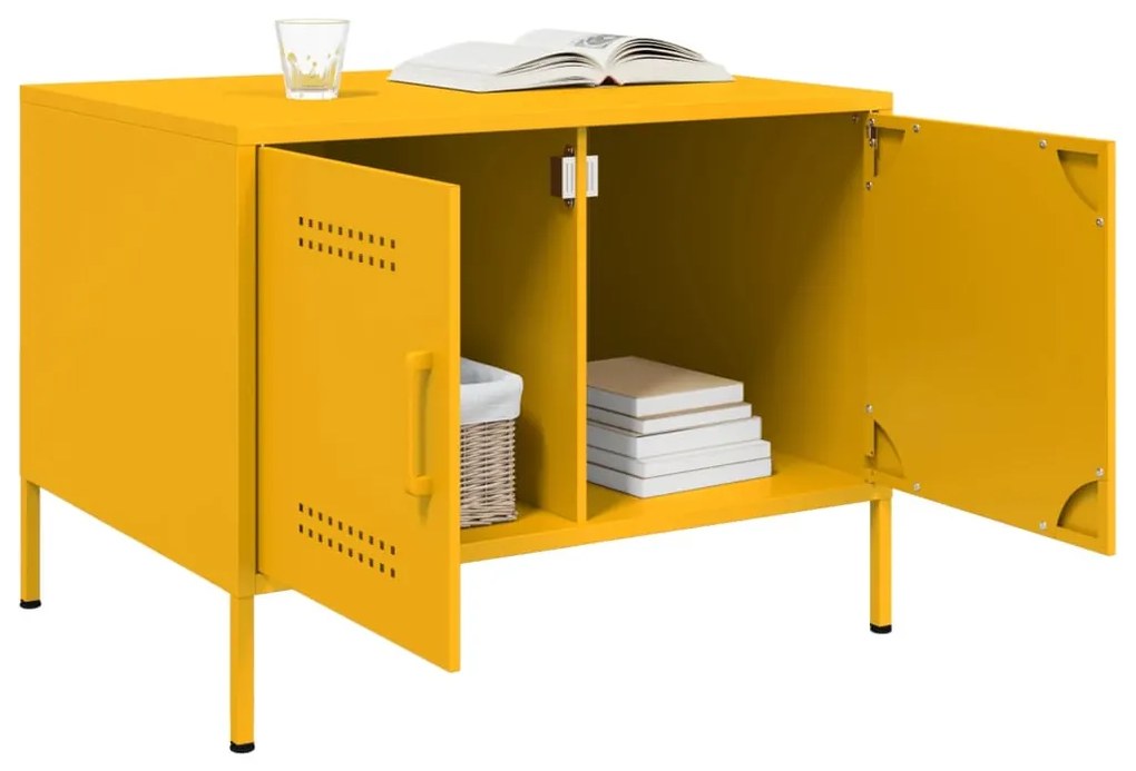 Mesa de centro 68x50x50,5 cm aço amarelo mostarda