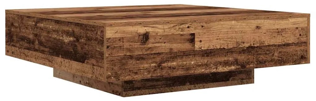 Mesa de Centro vidaXL com Luzes LED Madeira Antiga 100x100x31 cm