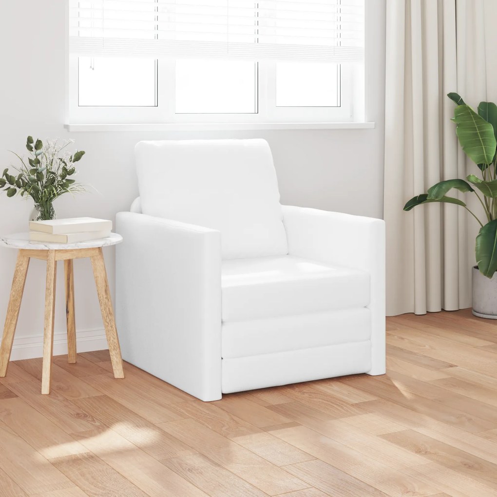 vidaXL Sofá Cama de Chão 2 em 1 Branco 74x77x81 cm Couro Sintético