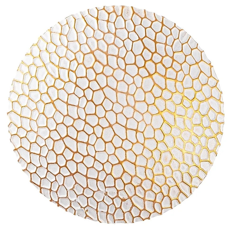Candeeiro de Parede Yosma - Branco e Dourado - 21cm x 21cm x 15cm
