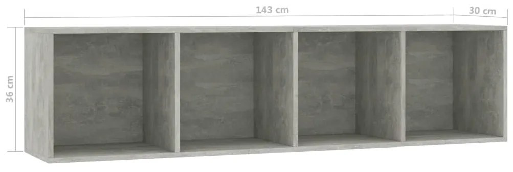 Estante/móvel de TV 143x30x36 cm contraplacado cinzento cimento