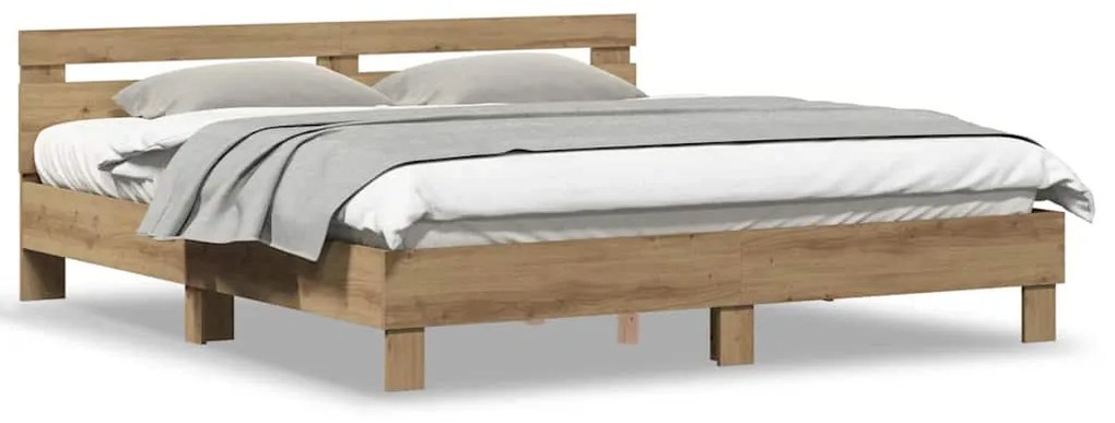 Estrutura da Cama com cabeceira Carvalho Artesanal 180 x 200 cm