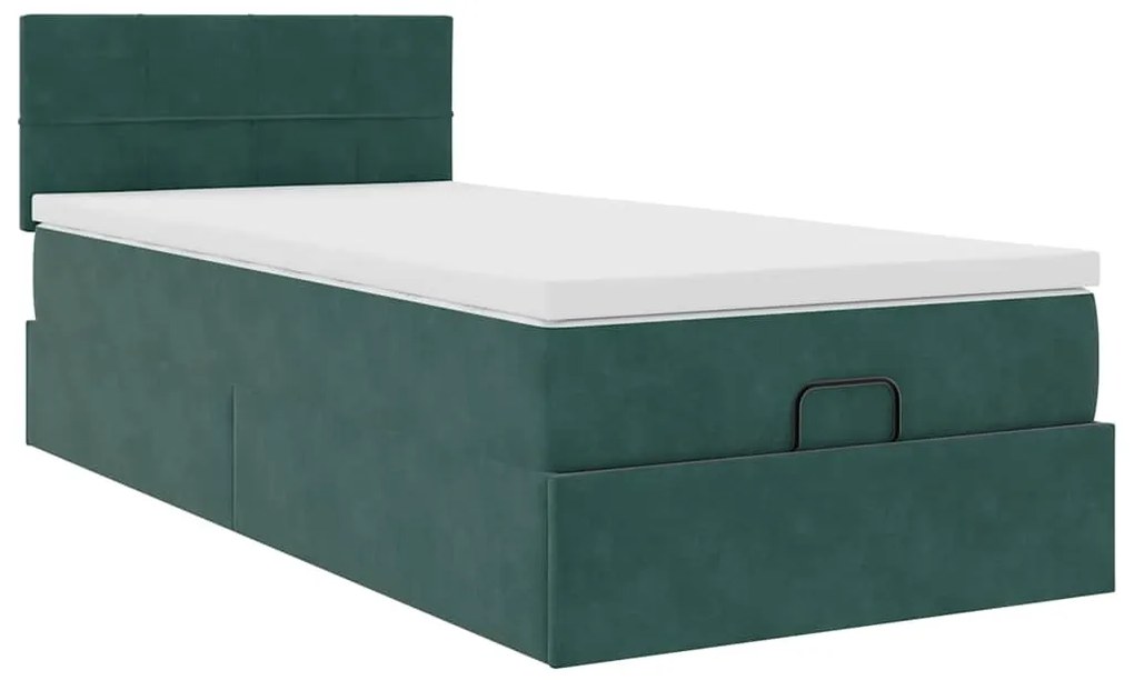 Estrutura de cama otomana vidaXL com colchão verde escuro Veludo
