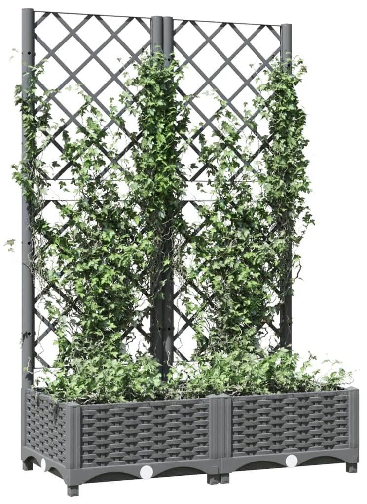 Vaso/floreira jardim c/ treliça 80x40x121,5 cm PP cinza-claro