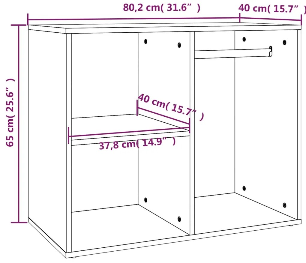 Toucador 80x40x65 cm derivados de madeira branco