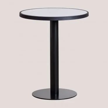 Mesa De Bar Redonda Ø60 Cm Em Grés Caramel Branco - Sklum