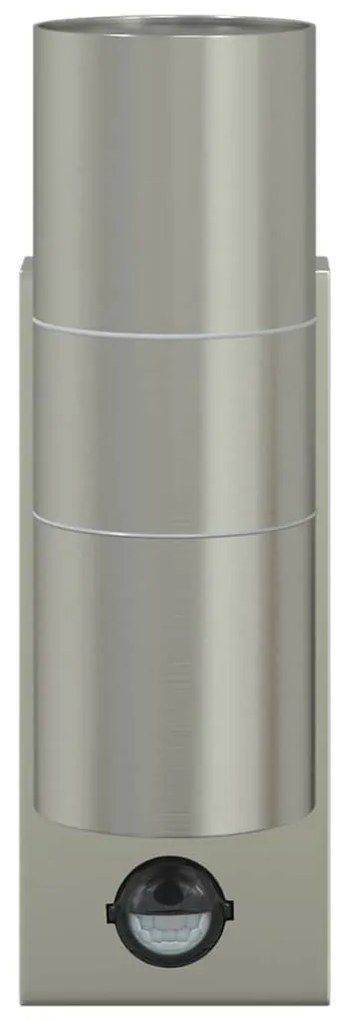 Arandelas de Parede Externas com Sensor 2 pcs Prateado Aço Inoxidável