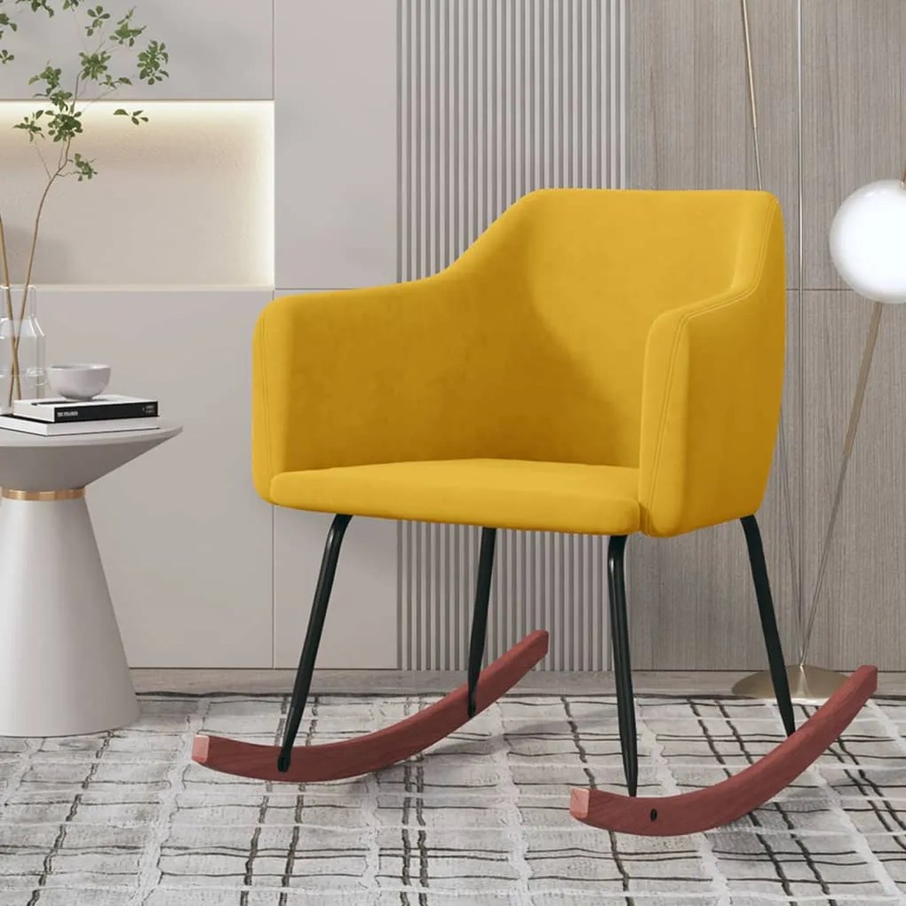 vidaXL Cadeira de baloiço veludo amarelo