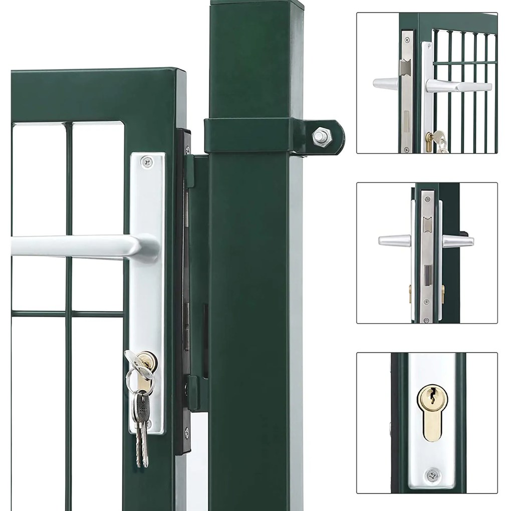 Portão de jardim 106 x 125 cm (C x A) em aço galvanizado Verde