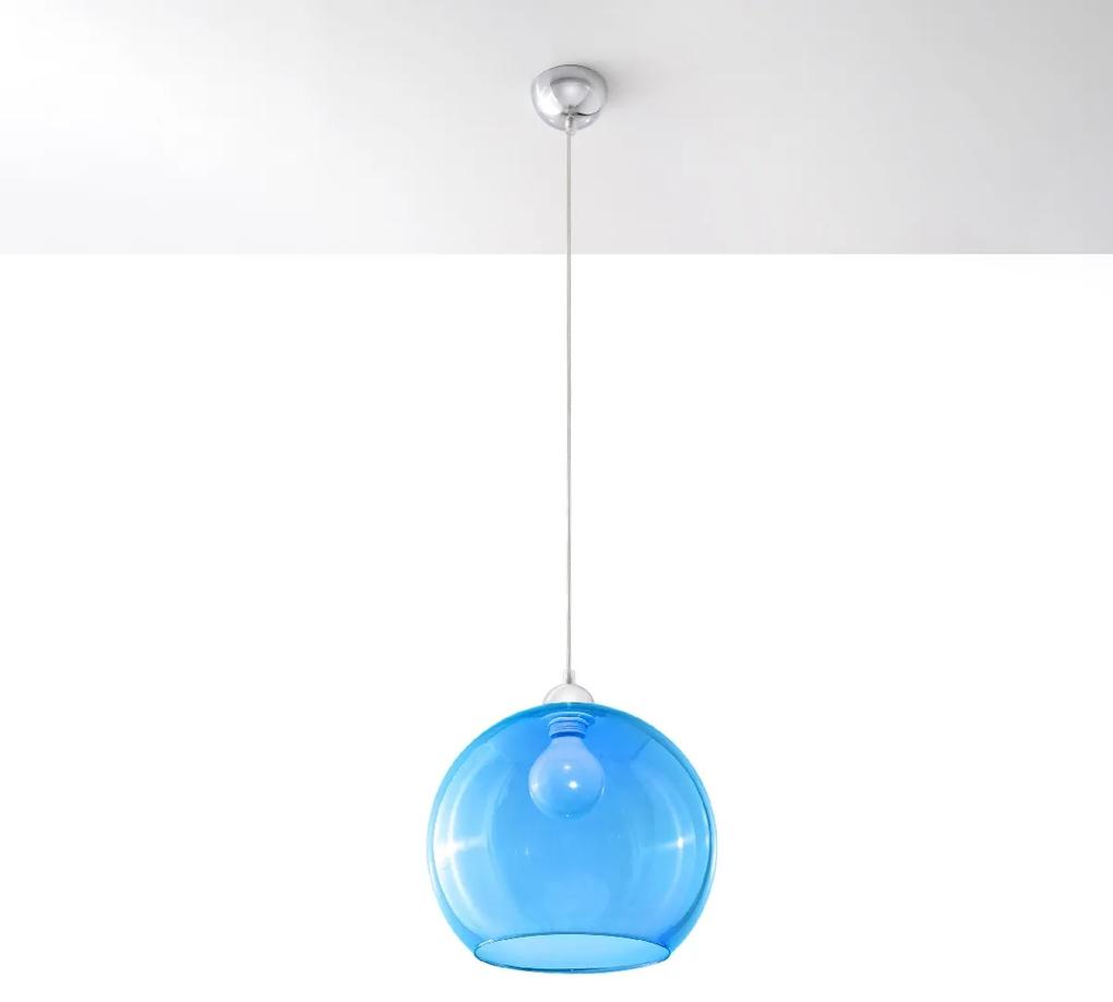 Candeeiro de Teto Suspenso Vidro e Aço BALL Azul