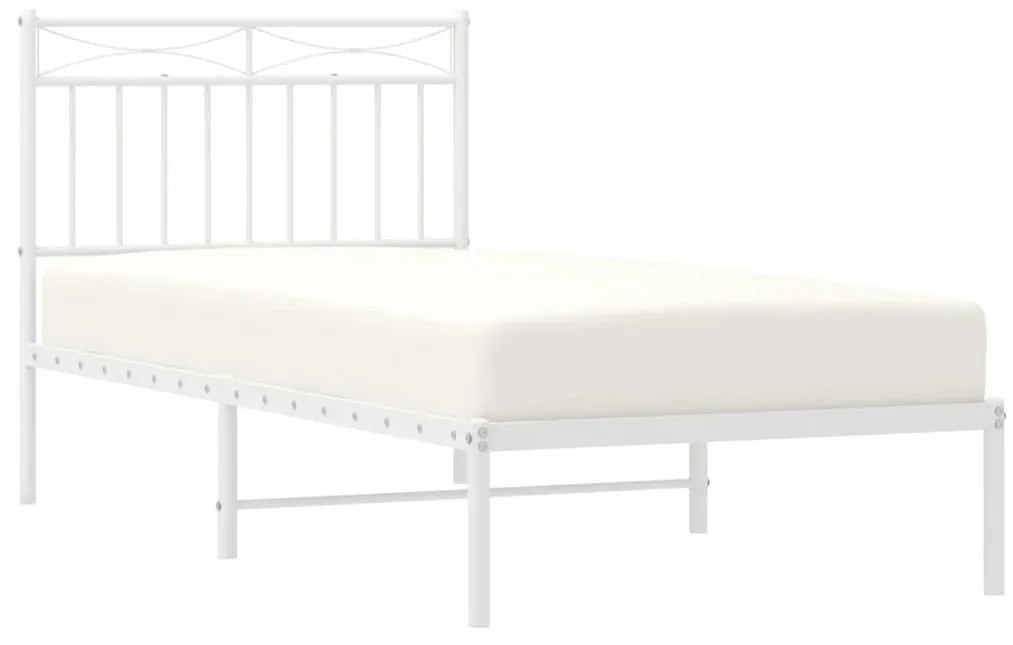 Estrutura de cama com cabeceira 90x190 cm metal branco