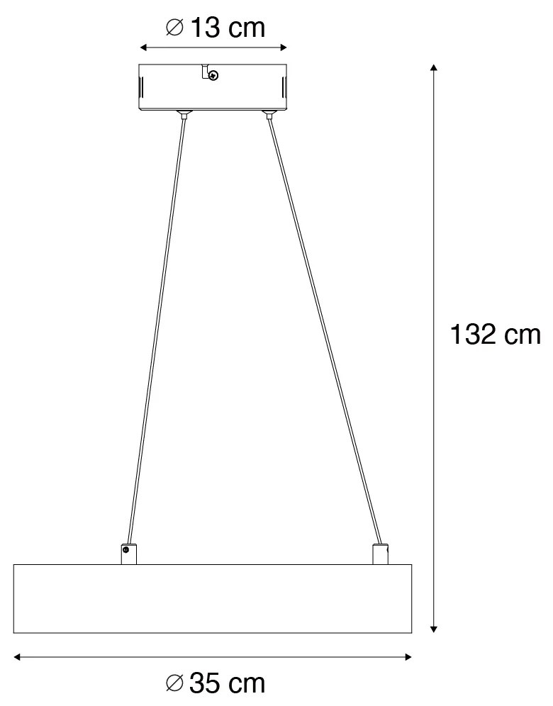 LED Candeeiro suspenso moderno preto 35cm regulável em 3 níveis - Organici Moderno