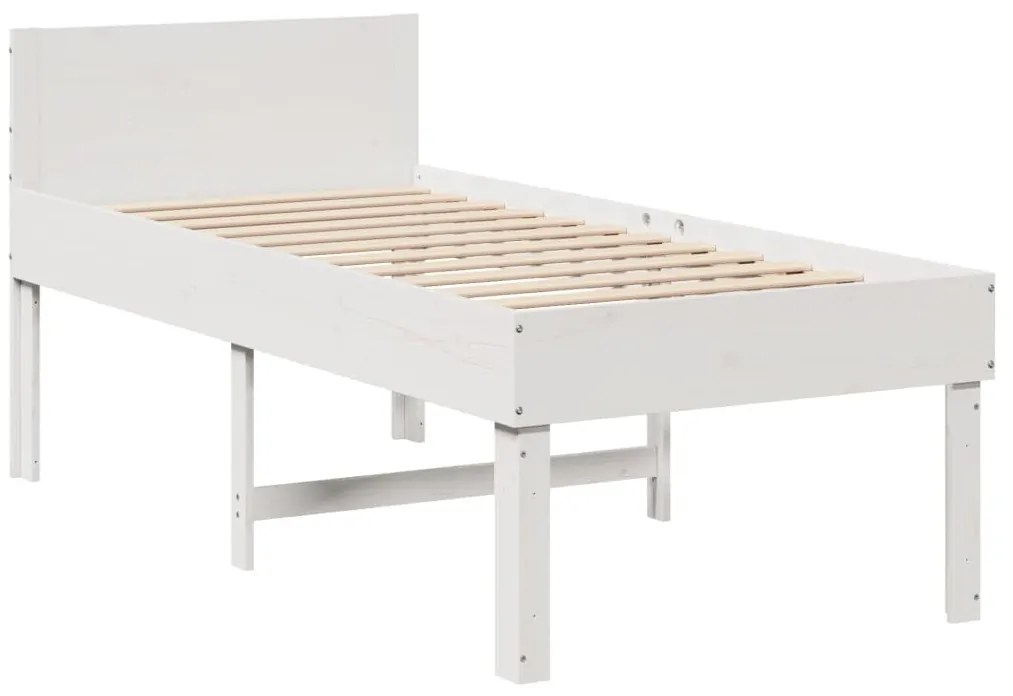 Cama sem colchão 75x190 cm madeira de pinho maciça branco