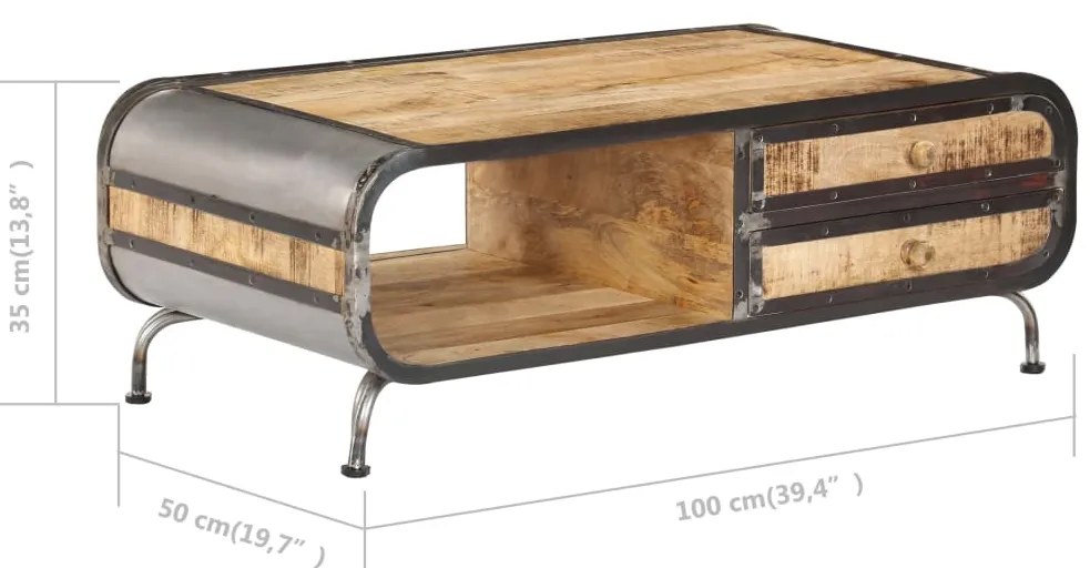 Mesa de centro 100x50x35 cm madeira de mangueira maciça