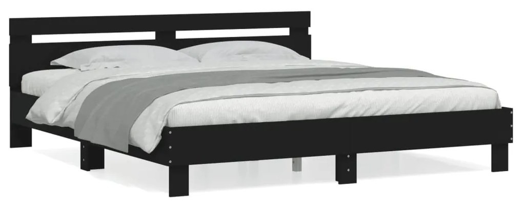 vidaXL Estrutura cama c/ cabeceira 160x200 cm derivados madeira preto