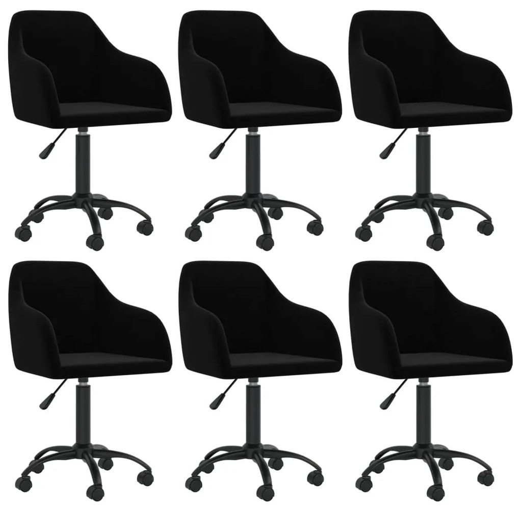 vidaXL Cadeiras de jantar giratórias 6 pcs veludo preto