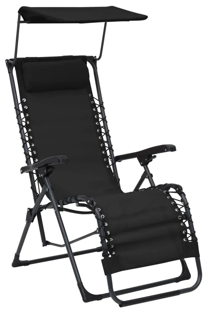 Cadeira de pátio dobrável textilene preto