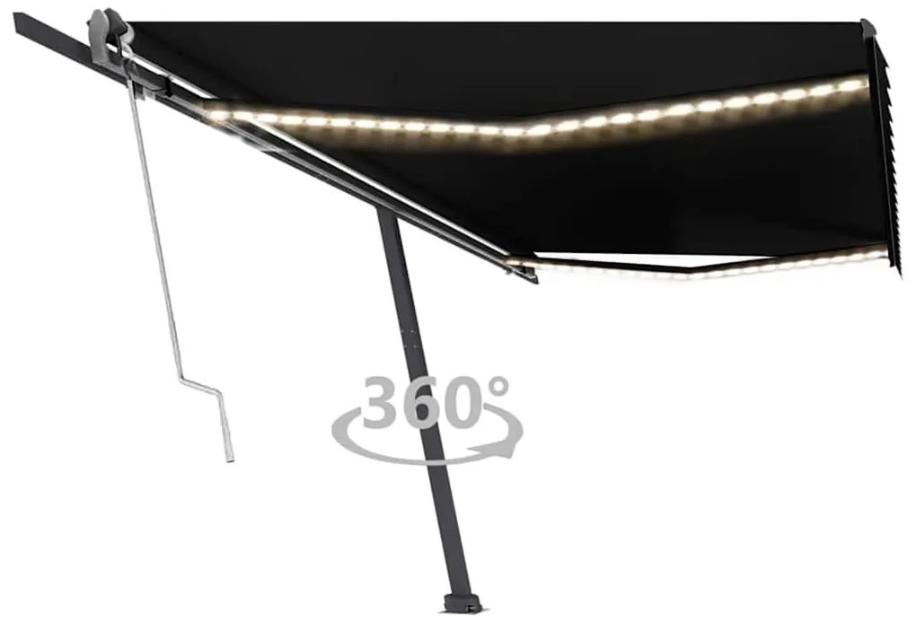 Toldo automático com LED e sensor de vento 500x300 cm antracite