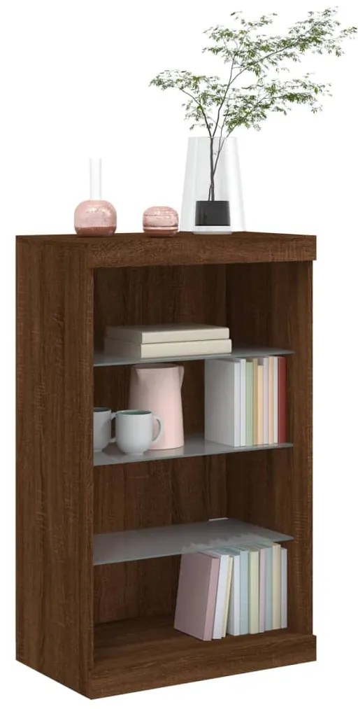 Aparador com luzes LED 60,5x37x100 cm carvalho castanho
