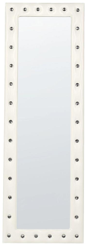 Espelho de pé com moldura em pele sintética branca 50 x 150 cm ANSOUIS Beliani