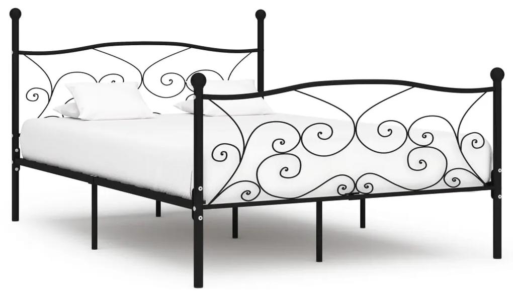 Estrutura de cama com estrado de ripas 140x200 cm metal preto