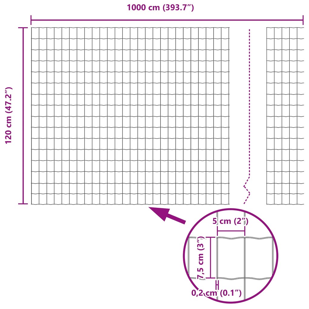 Cerca Euro com 5 Postes U Verde 1,2x10 m Aço