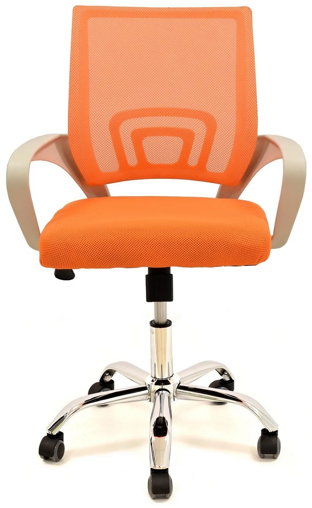 Cadeira de escritório FISS NEW, branco, rede e tecido laranja