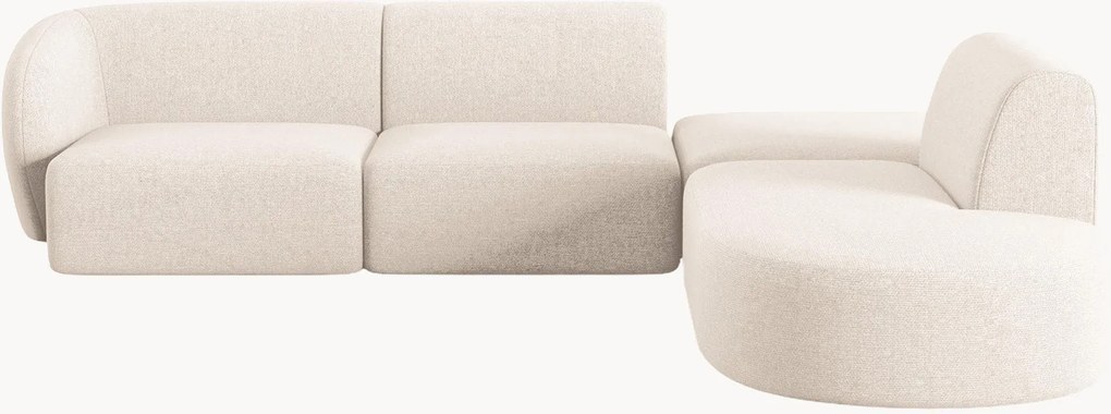 Sofá de canto modular em chenille Paolo (5 lugares)