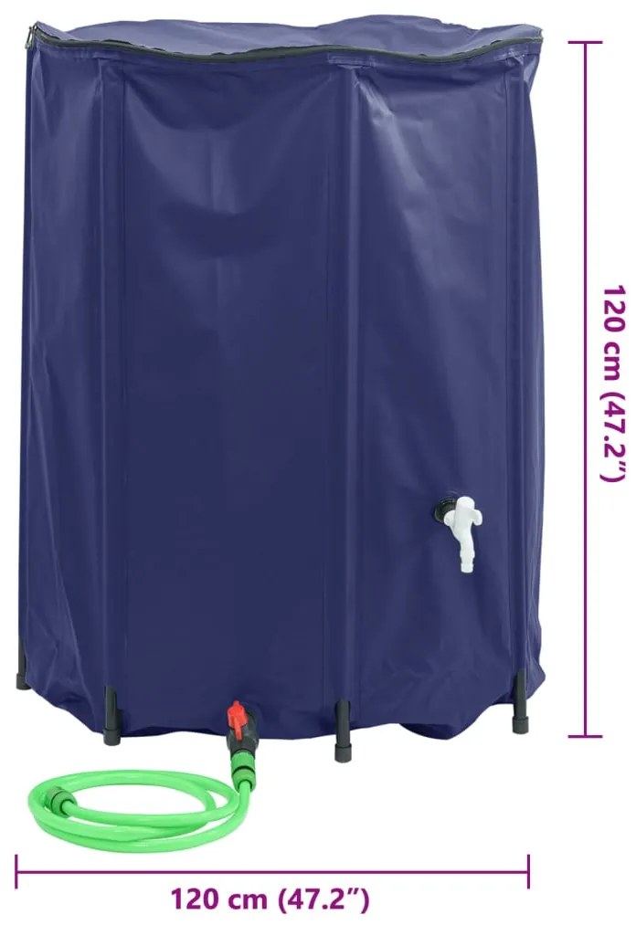 Depósito de água dobrável com torneira 1350 L PVC