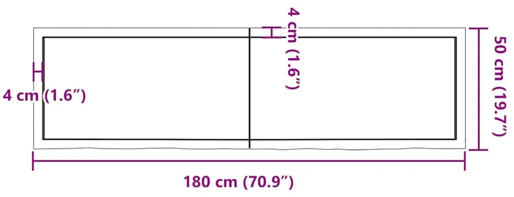 Prateleira de parede 180x50x(2-4) cm carvalho tratado castanho