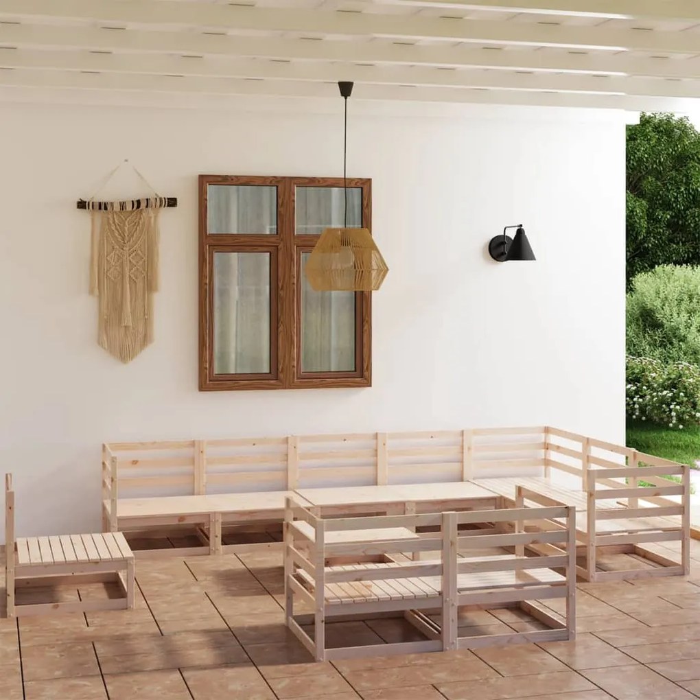 vidaXL 11 pcs conjunto lounge de jardim pinho maciço