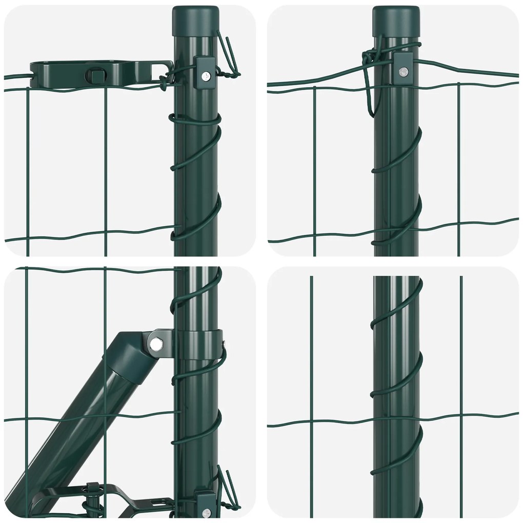 Cerca Europeia com 13 Postes Flangados 0.8x25 m Aço Galvanizado