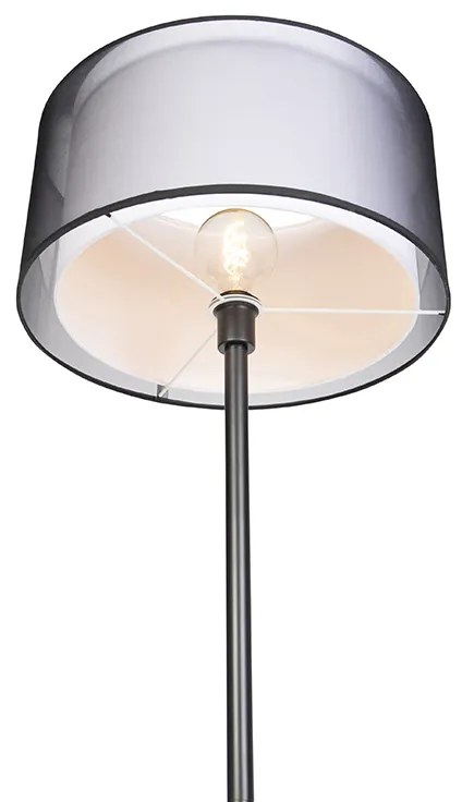 Candeeiro de pé design preto com abajur preto e branco 47 cm - Simplo Moderno,Design