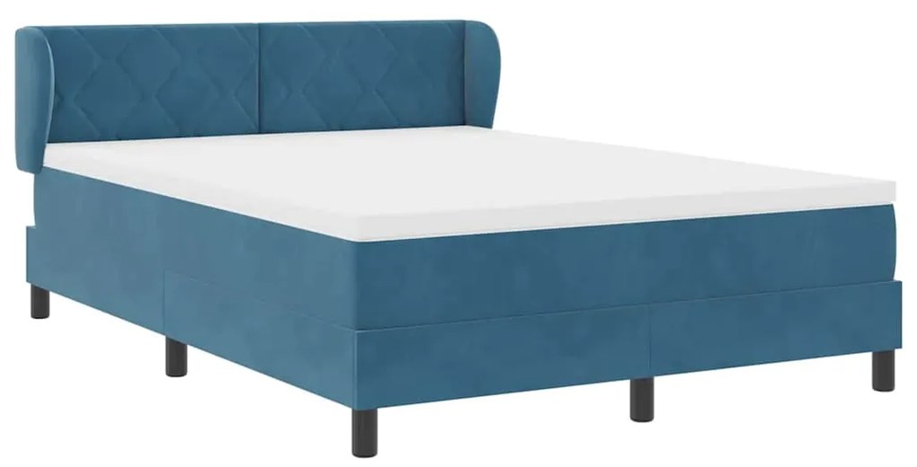 Cama Box Spring com Colchão vidaXL Azul Escuro 140x190 cm Veludo