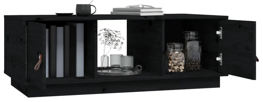 Mesa de centro 100x50x35 cm madeira de pinho maciça preto