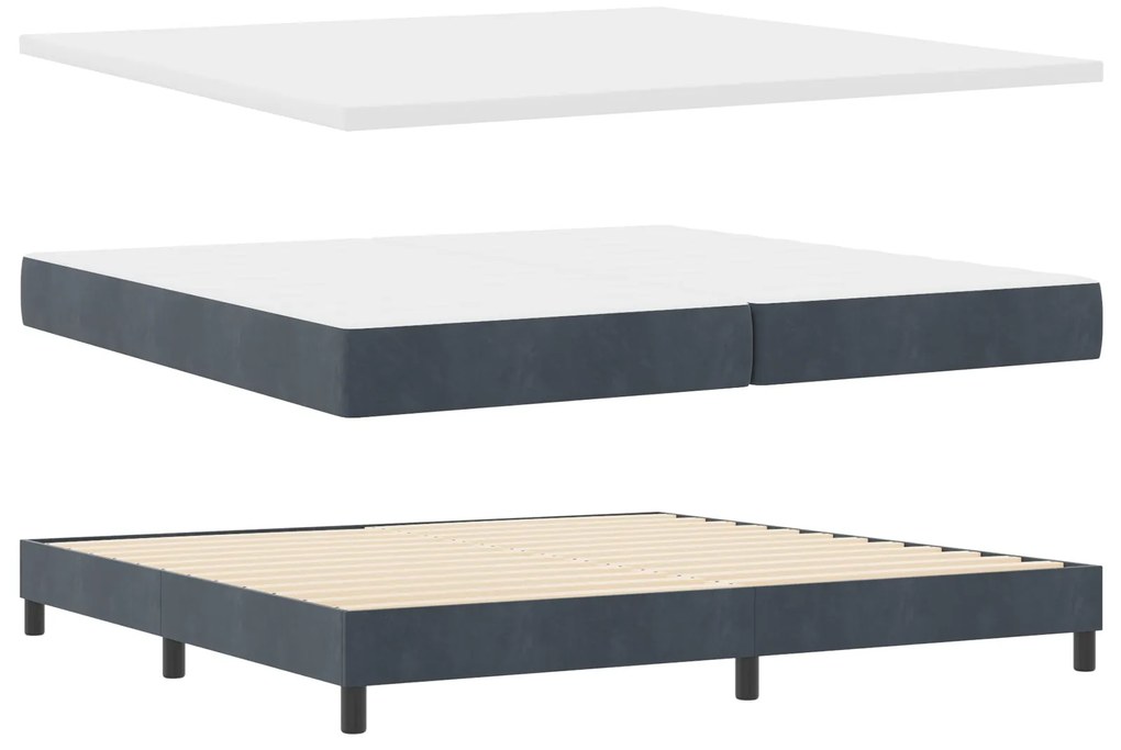 Cama Box Spring com Colchão vidaXL Cinza Escuro 200x200 cm Veludo