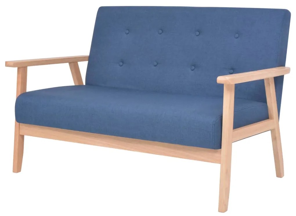 Conjunto de sofás 3 pcs tecido azul