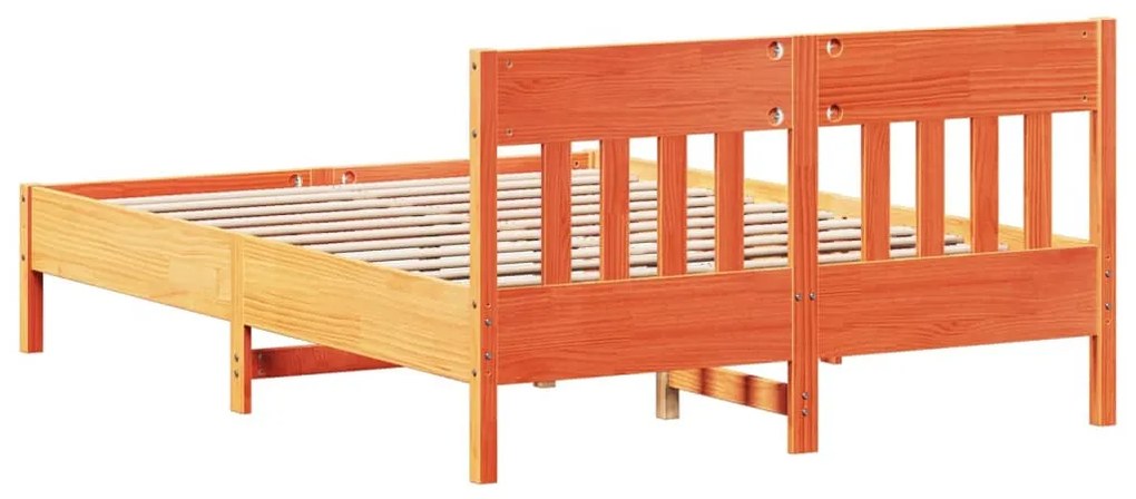 Cama sem colchão 140x200 cm madeira pinho maciça castanho-mel