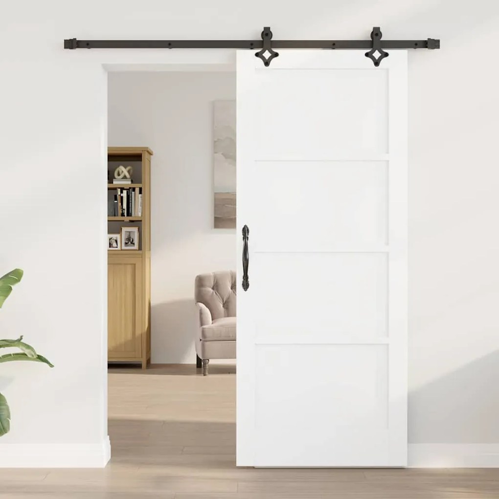 Porta Deslizante vidaXL com Conjunto de Ferragens Branca 83x202 cm Mad