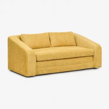 Sofá-cama De 2 Lugares Em Tecido Bouclé Dalila Bouclé Amarelo Mel - Sklum